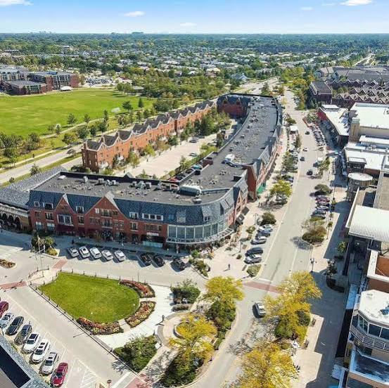 Aerial view of The Glen Town Center, Glenview, Illinois