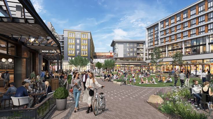 Modern shopping and residential development, Skokie, Illinois