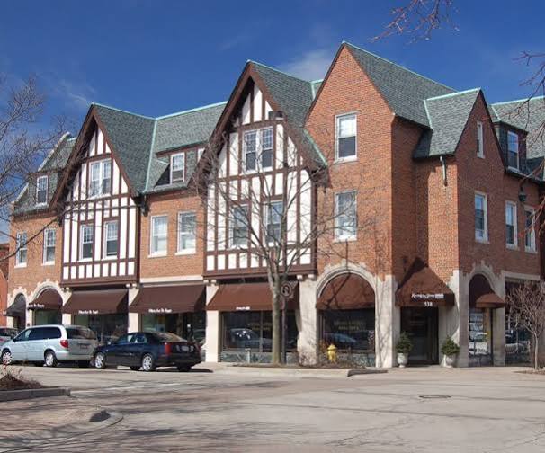 Tudor-fronted downtown storefronts, Winnetka, Illinois